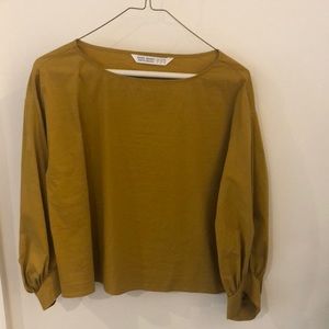Zara ballon sleeve poplin blouse